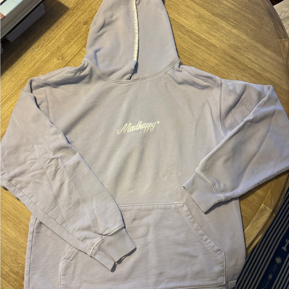 Madhappy Lilac Pullover Hoodie with Script Chest Logo - Sz S